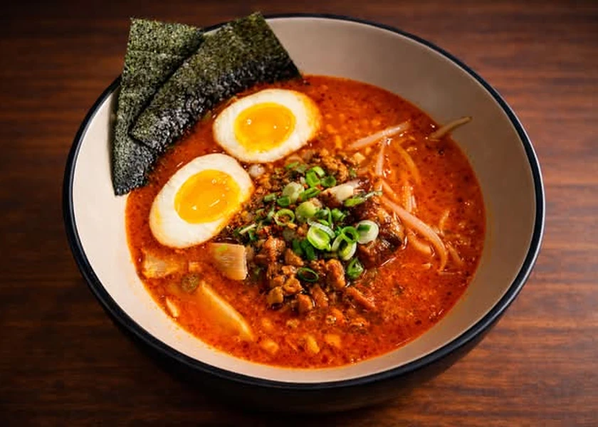 Signature Akuma Miso Ramen at Banza Noodle & Tea House in Winnipeg, MB